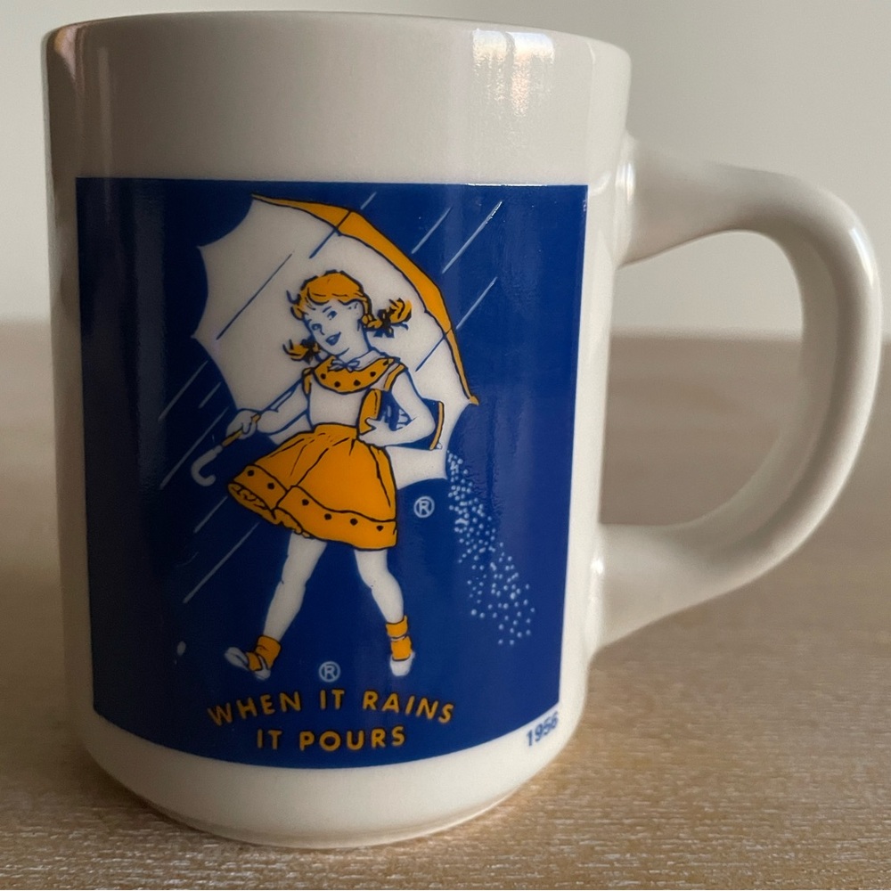***SOLD***Vintage Morton Salt 1956 Logo Girl When It Rains It Pours Mug Japan